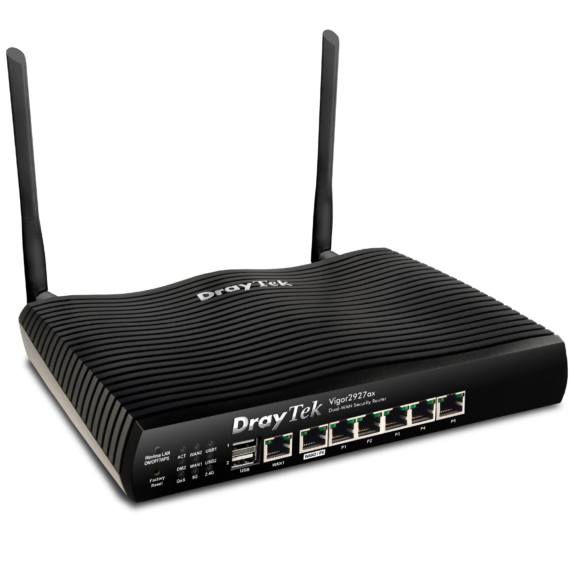 DrayTek Vigor 2927AX Dual Wan Ethernet Firewall VPN Router|| WiFi 6 Dual Band Wireless|| 5+1 Gigabit LAN Ports|| 50 VPN Tunnels|| USB Port for 3g/4g Failover|| Multi WAN Connectivity