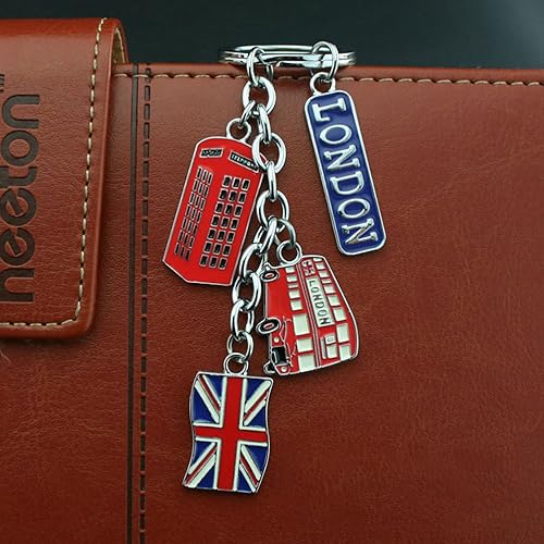 Miniatura 7 de LUOEM London Llaveros de recuerdo del Reino Unido, llavero de metal, llavero de bandera de Union Jack, llavero de coche, bolso y dijes para