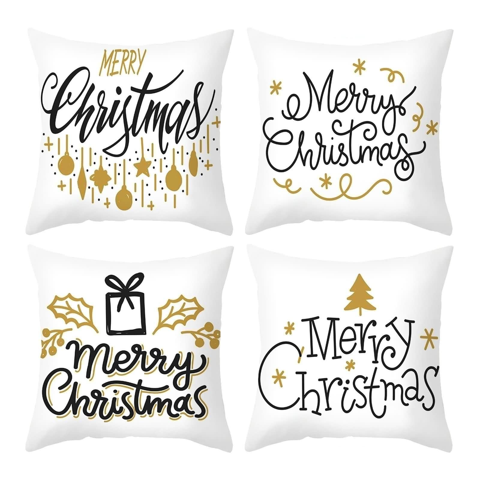 Housses de coussin Letters Merry Christmas de 50x50 cm en lot de 4 pour la déco de canapé