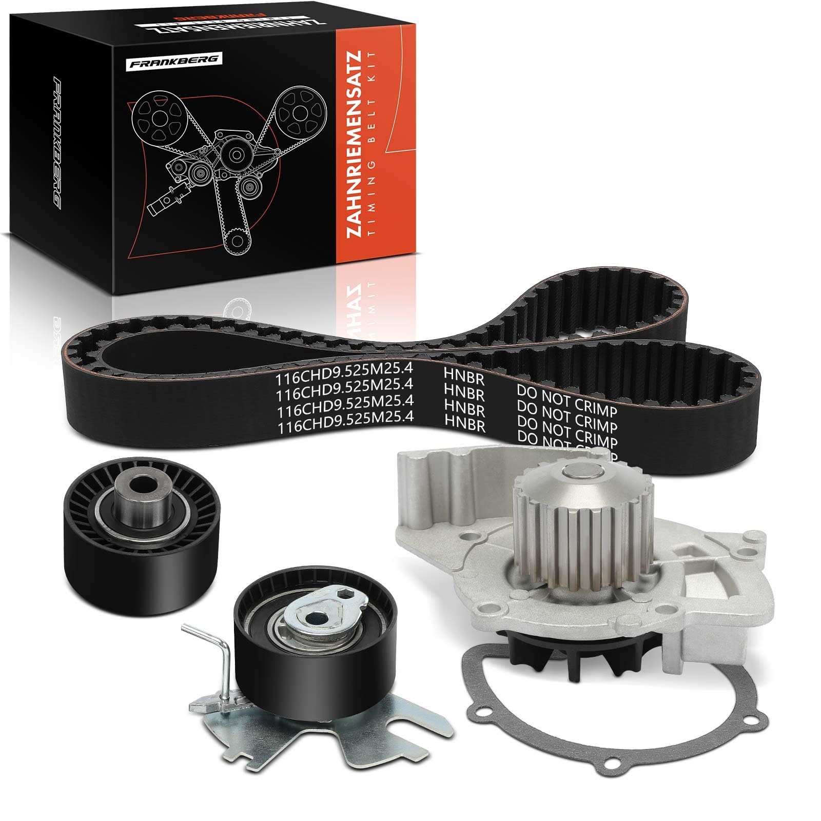 Frankberg Kit de correa de distribución correa de distribución con bomba | Compatible con: VF7 nervioso, S40 II 544, 607 9D 9U, S-Max WA6, V50 545, Caja/familiar Focus II, Ulises 179