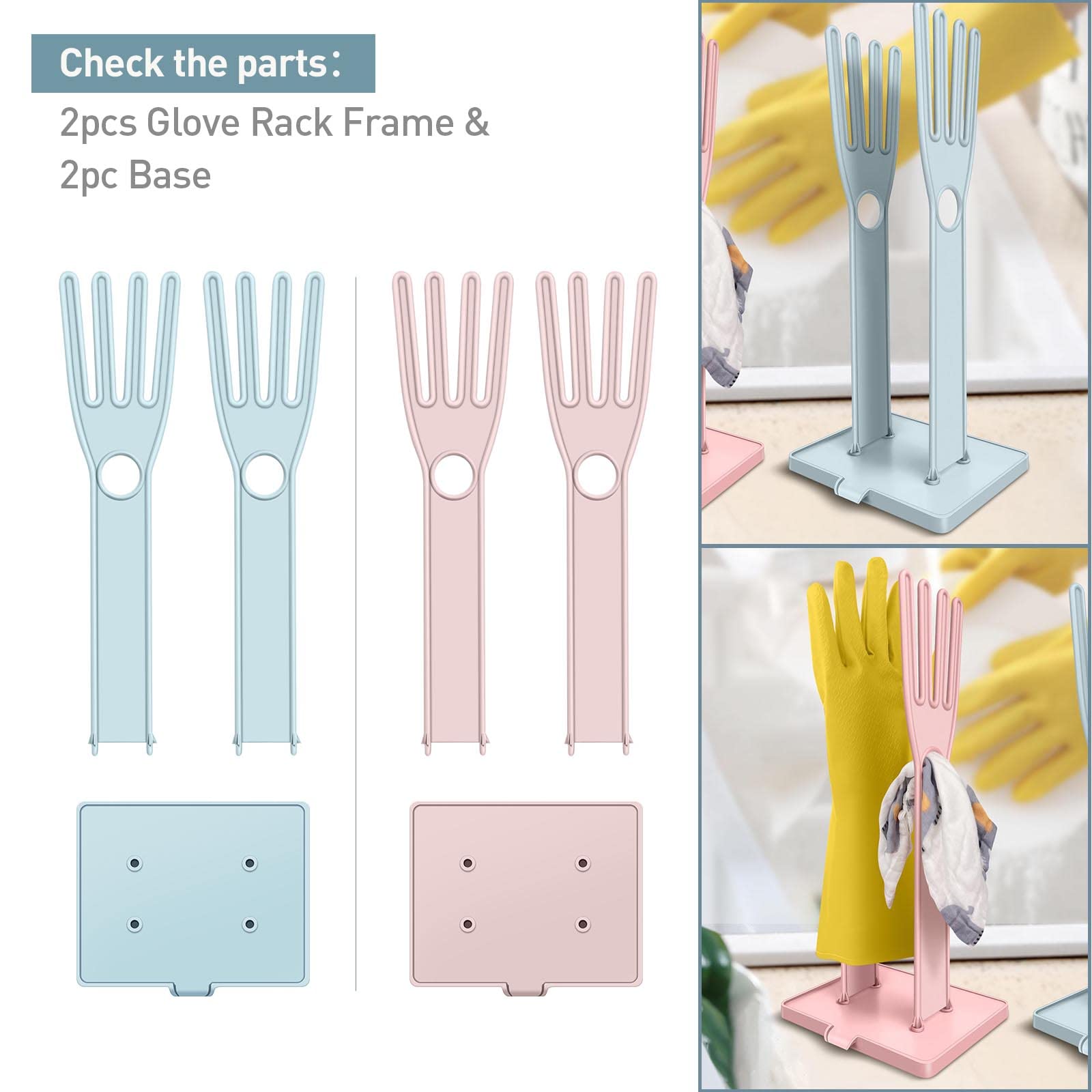 Soporte para guantes de cocina de 2 piezas, secador de guantes, soporte para guantes de lavavajillas, estante de goma para manoplas de plástico, guantero reutilizable, perfecto para la cocina. 6