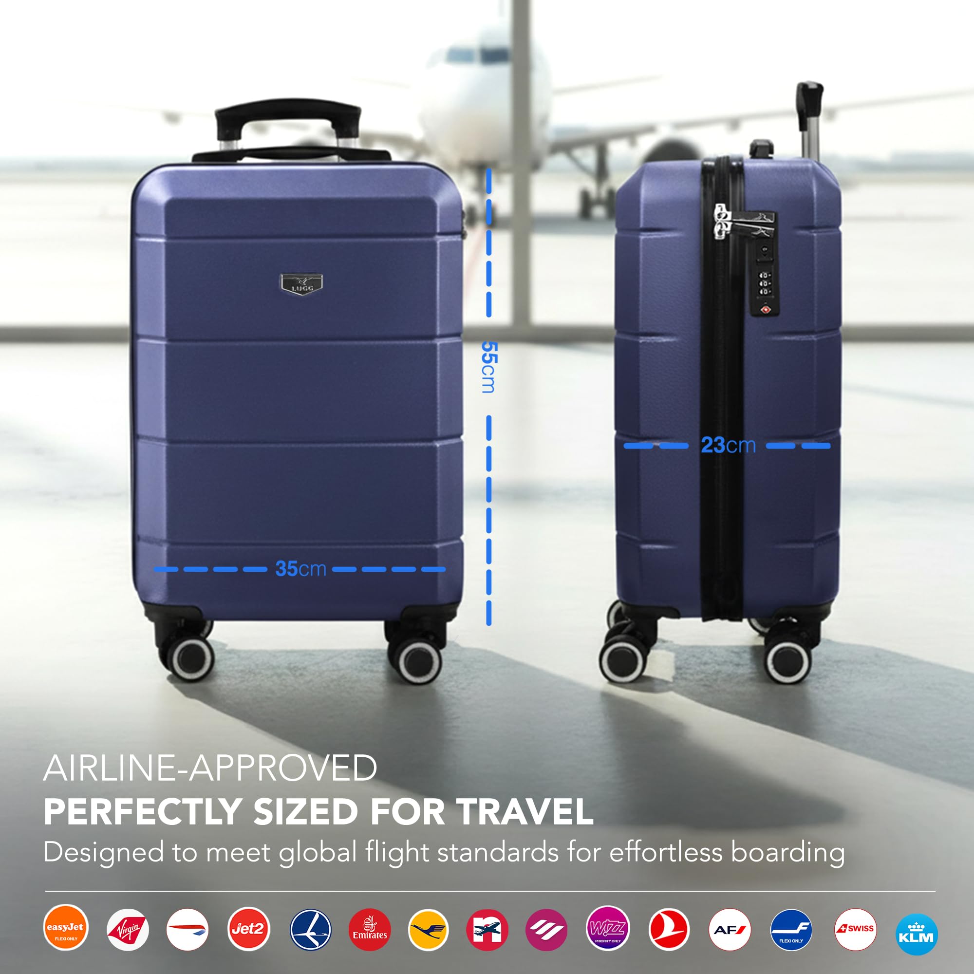 LUGG - Jetset 40cm Suitcase - 40x30x20cm- Ryanair Compatible - Underseat Size - Hard Shell ABS - Spinner & Removable Wheels - Lightweight Travel Luggage- Cream/Brown — view 85