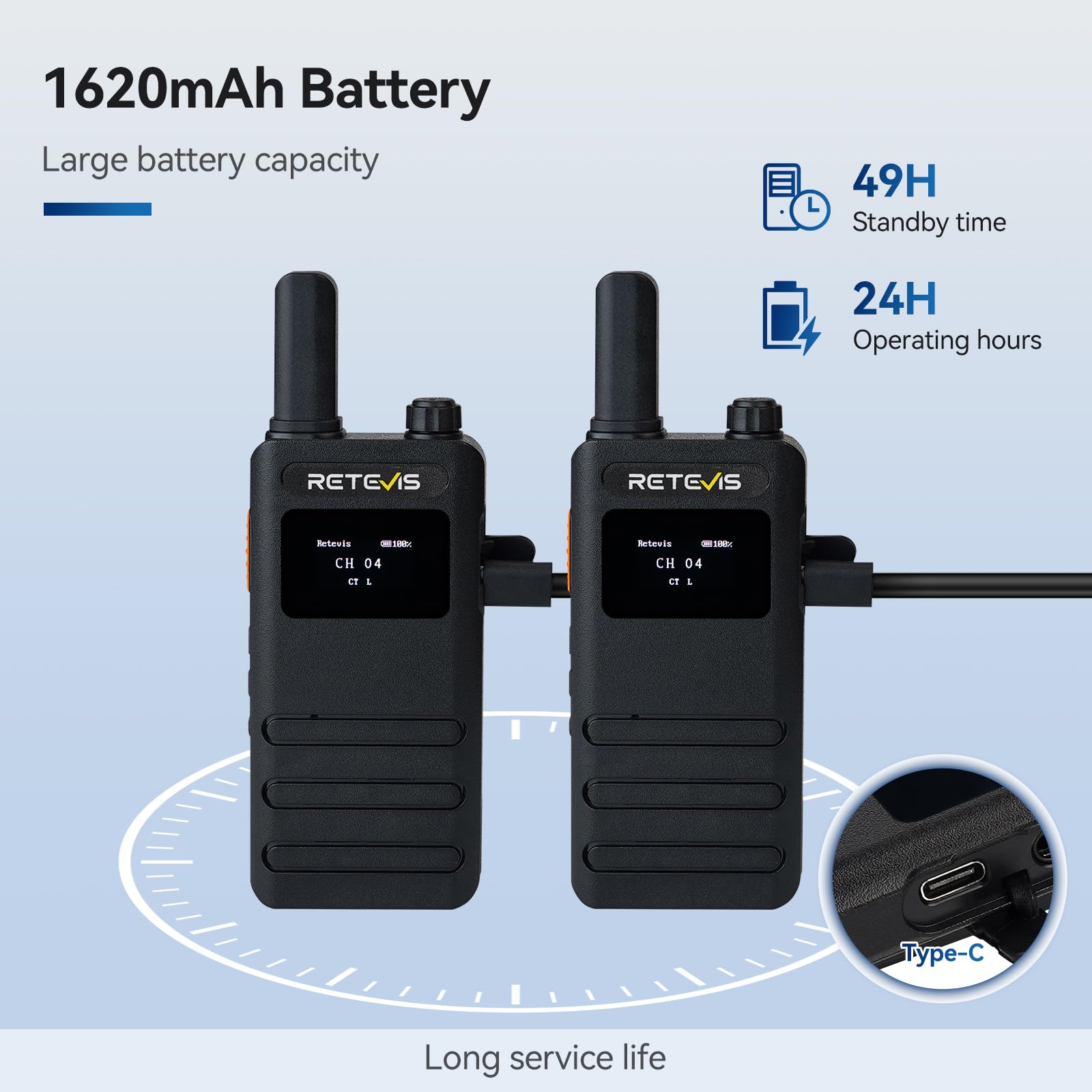 Retevis B63S Walkie Talkie, RT622 3.0 PMR446 con Auriculares, Pantalla LCD, Ultrafino 15mm, 6 Walkie Talkie con Torre de Carga para Hoteles de Estrellas, Bar, Camareros (6 Piezas, Negro)