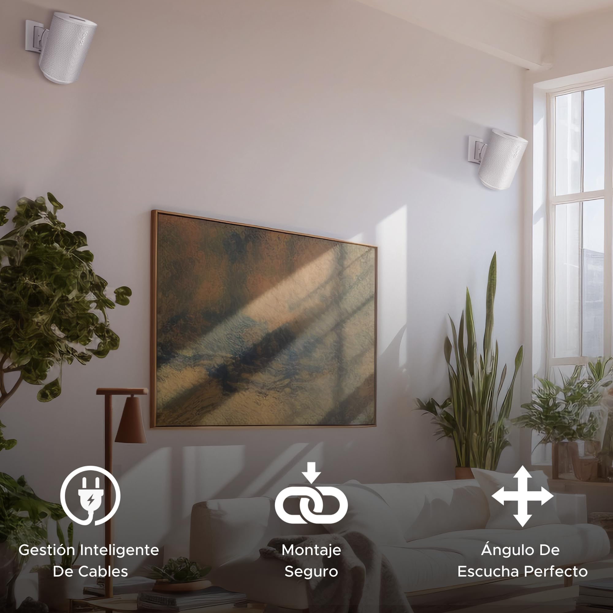 Sound bass Soporte de Pared ERA 100 - Inclinable y Giratorio, Blanco, Doble (2 uds), Compatible con Sonos ERA100 & ERA 100 SL, Instalación Fácil, Incluye Kit de Montaje