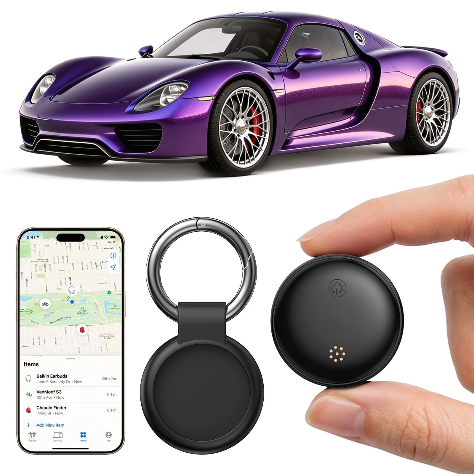 GPS Tracker for Vehicles,Mini Tracking Devices for Cars Hidden,Magnetic GPS Locator Global Coverage Real-Time Tracking(Work with iOS and Android),No Monthly Fee Subscription No SIM Card Required-image-3
