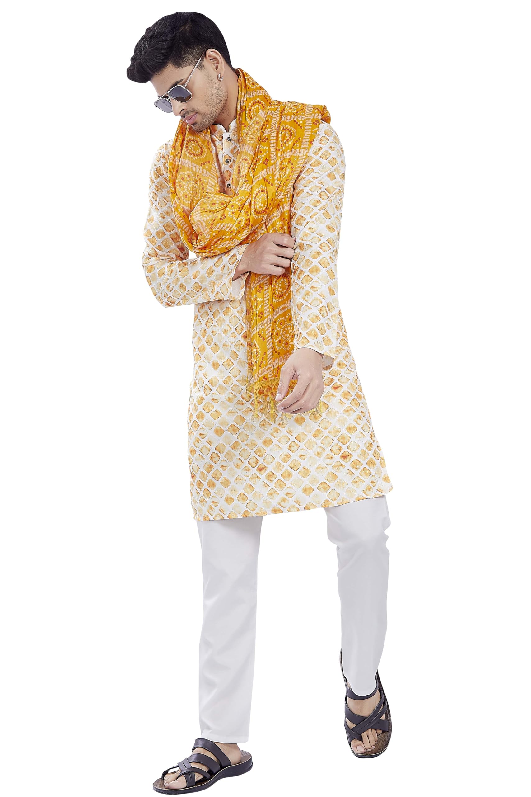 Men's Printed Art Silk Bandhani Dupatta/Stole