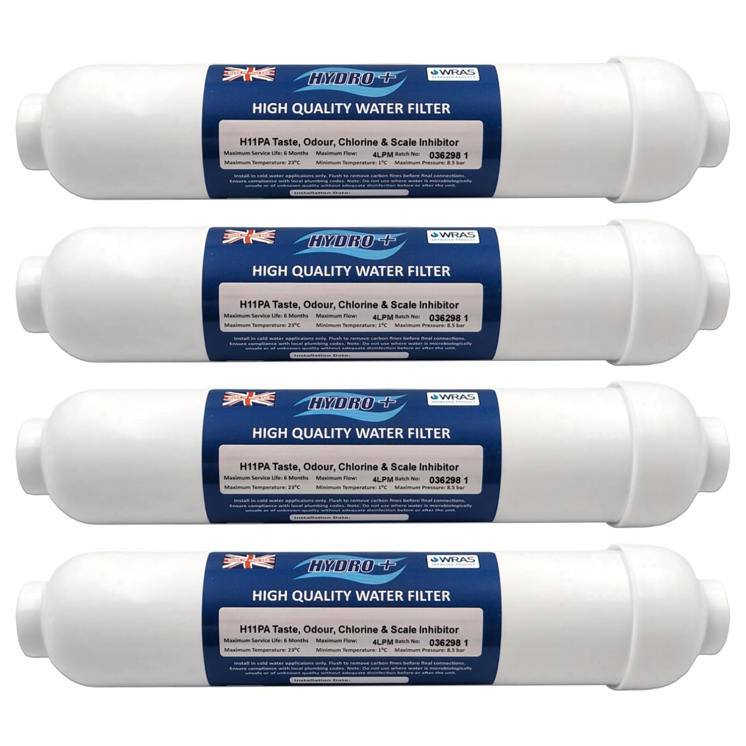 Hydro+ H11PA Filtro GAC con inhibidor de báscula con accesorios de ajuste a presión de 1/4" (4)