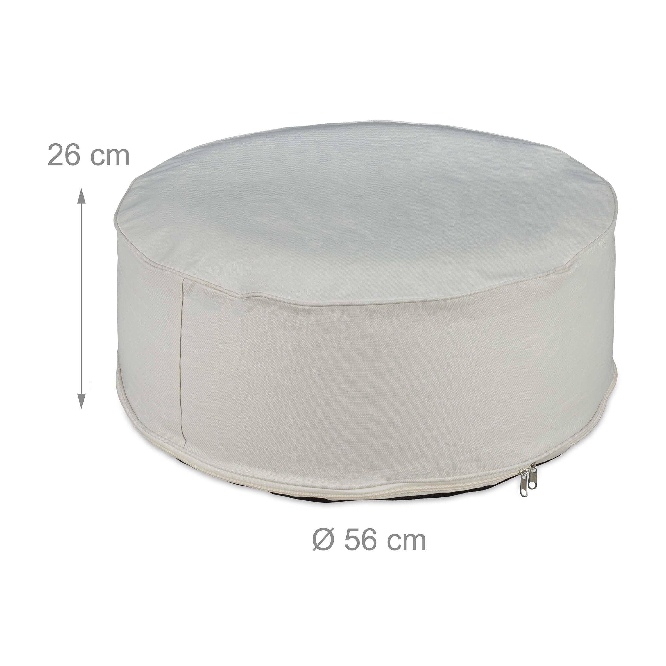 Relaxdays Pouf Gonflable, Tabouret Rond, H x D : 26 x 56 cm, pour extérieur (Jardin, Balcon, Camping), crème
