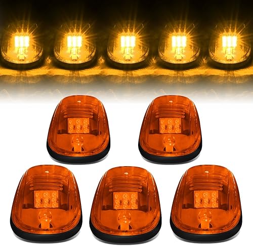 DNA Motoring ROOFL-T1-AM 5 luces LED de techo con lente ámbar para Dodge Ram 1500-5500 02-18