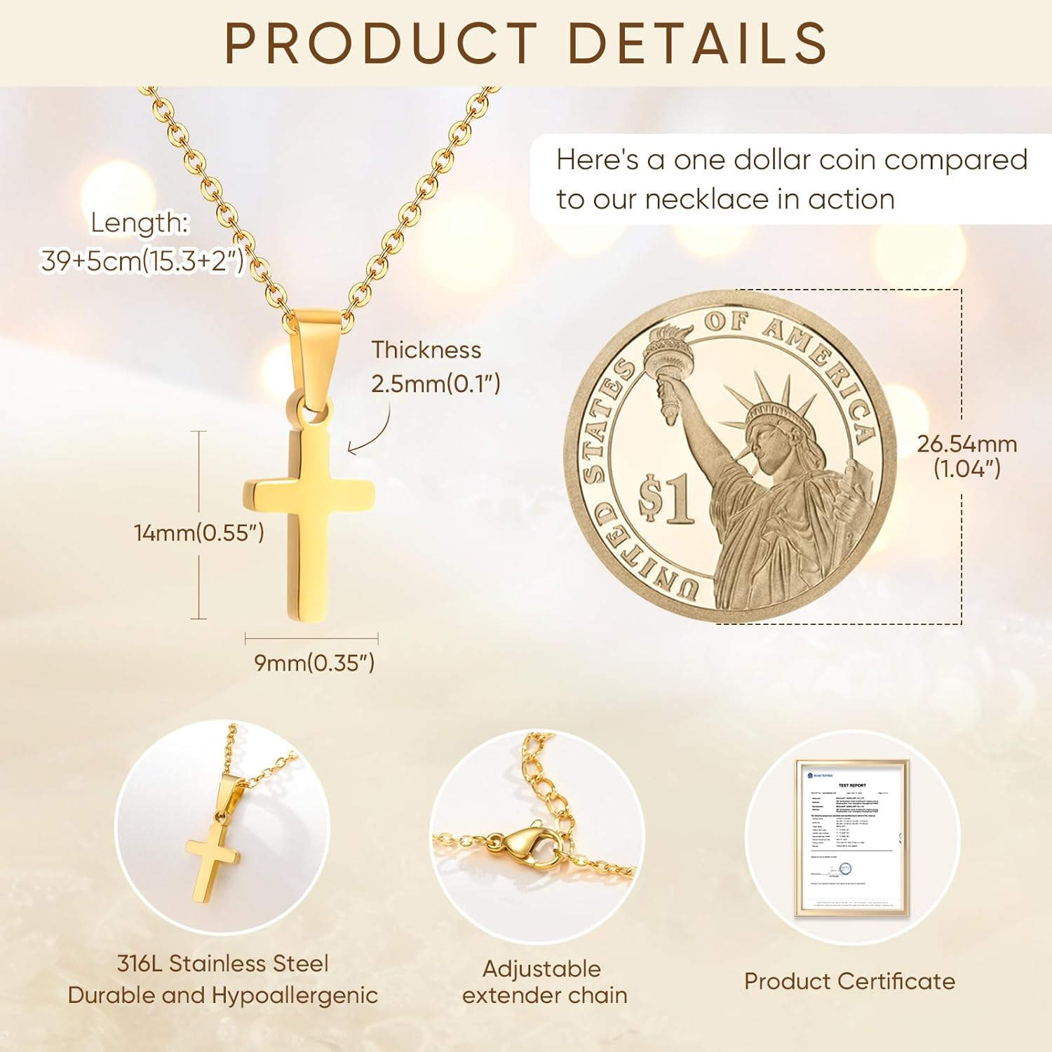 MEALGUET Stocking Stuffers Cross Necklace for Kids : Minimalist Gold Plated/Silver Cross Chain Necklace Jewelry First Communion Baptism Gifts for Teenage Girls Boys Son Children - Image 3