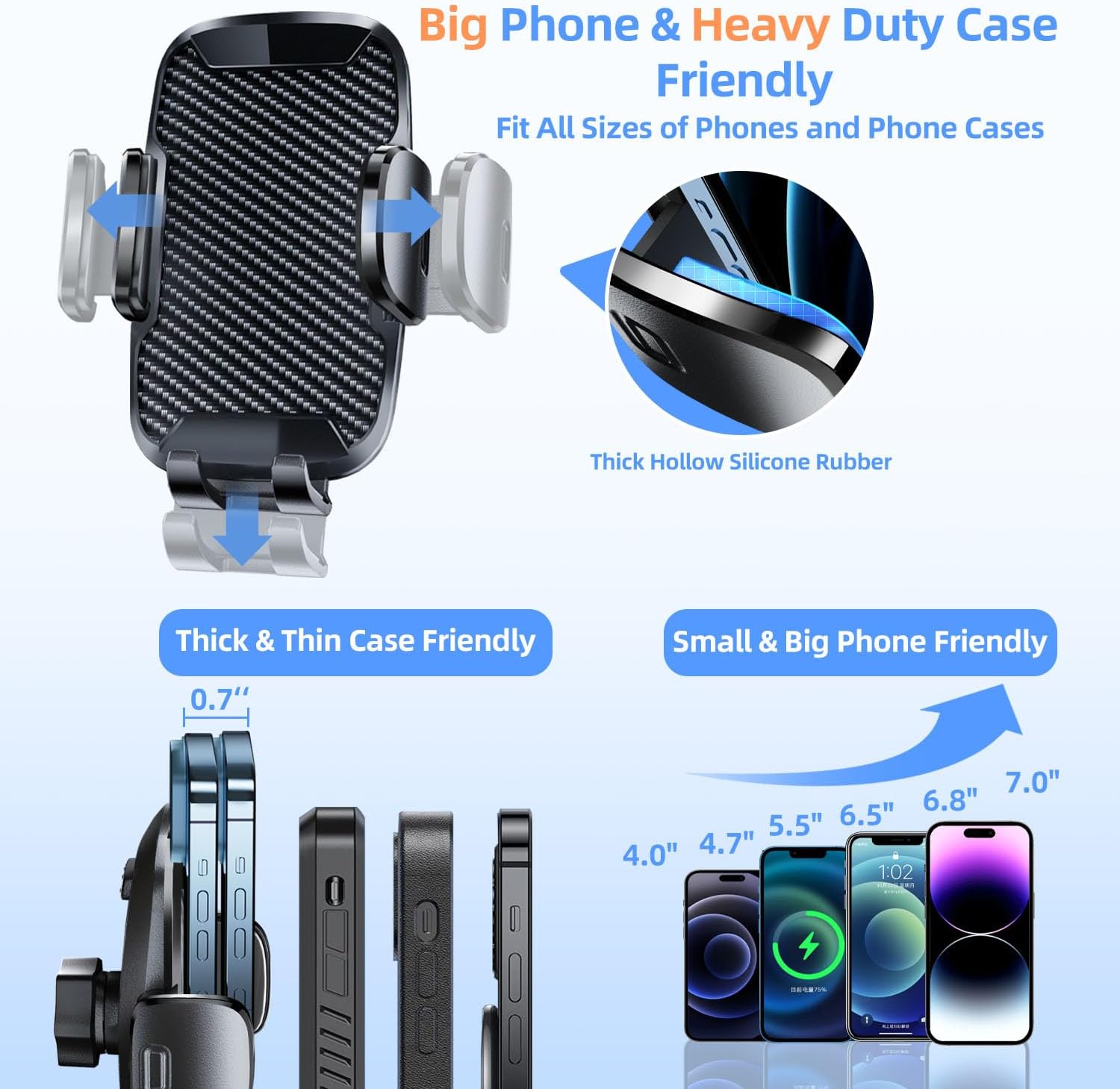 GnohGnoh Porta Cellulare Auto, Supproto Telefono Auto Universale, [Potente Ventosa] Supporto Telefono Auto per il Cruscotto & Bocchette di Aerazione E Parabrezza Adatto a Tutti Smartphone da 4-7" Nero - Immagine 3