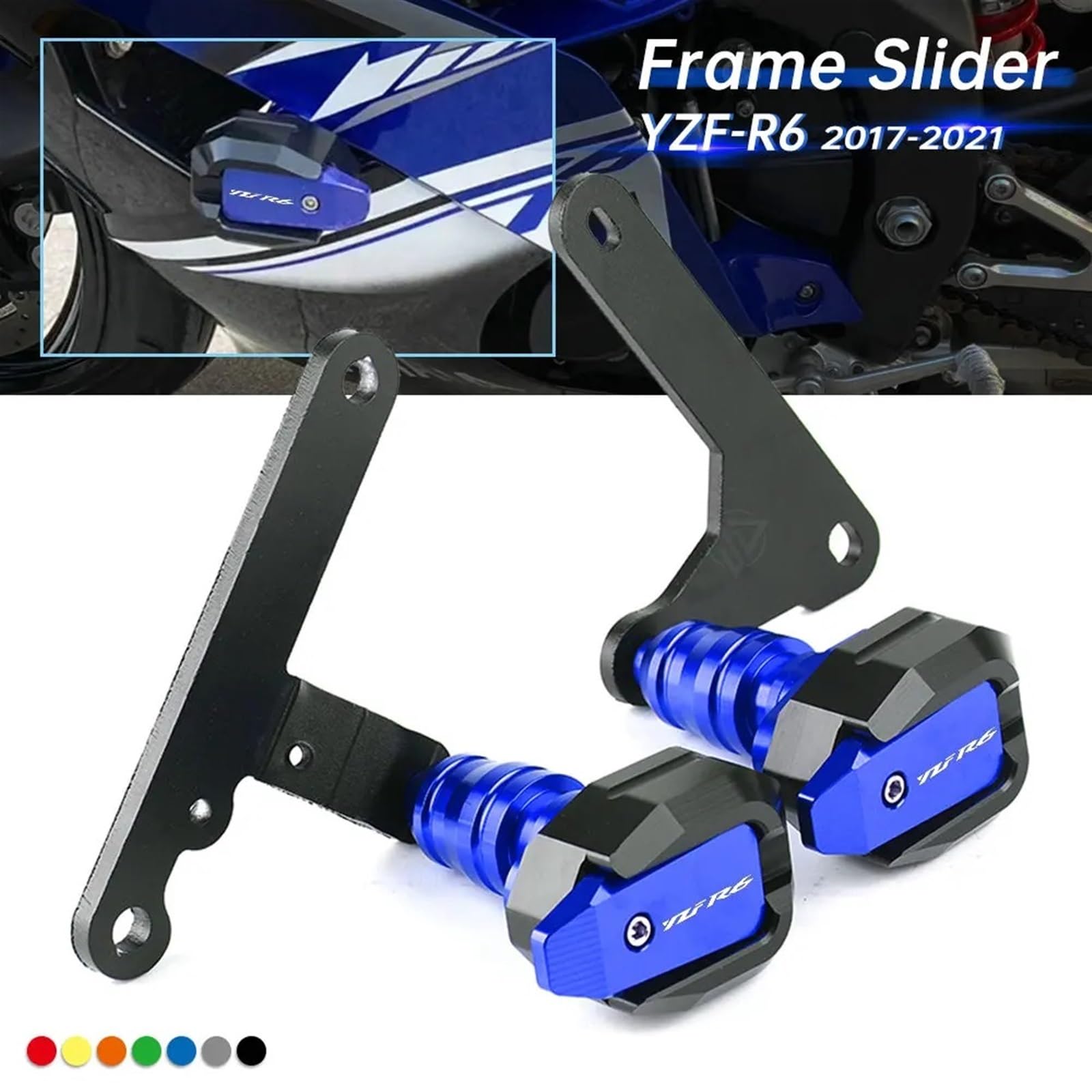 Topes Anticaida Moto Para YZF-R6 YZFR6 YZF R6 2017-2021 2020 2019(Black,Y)