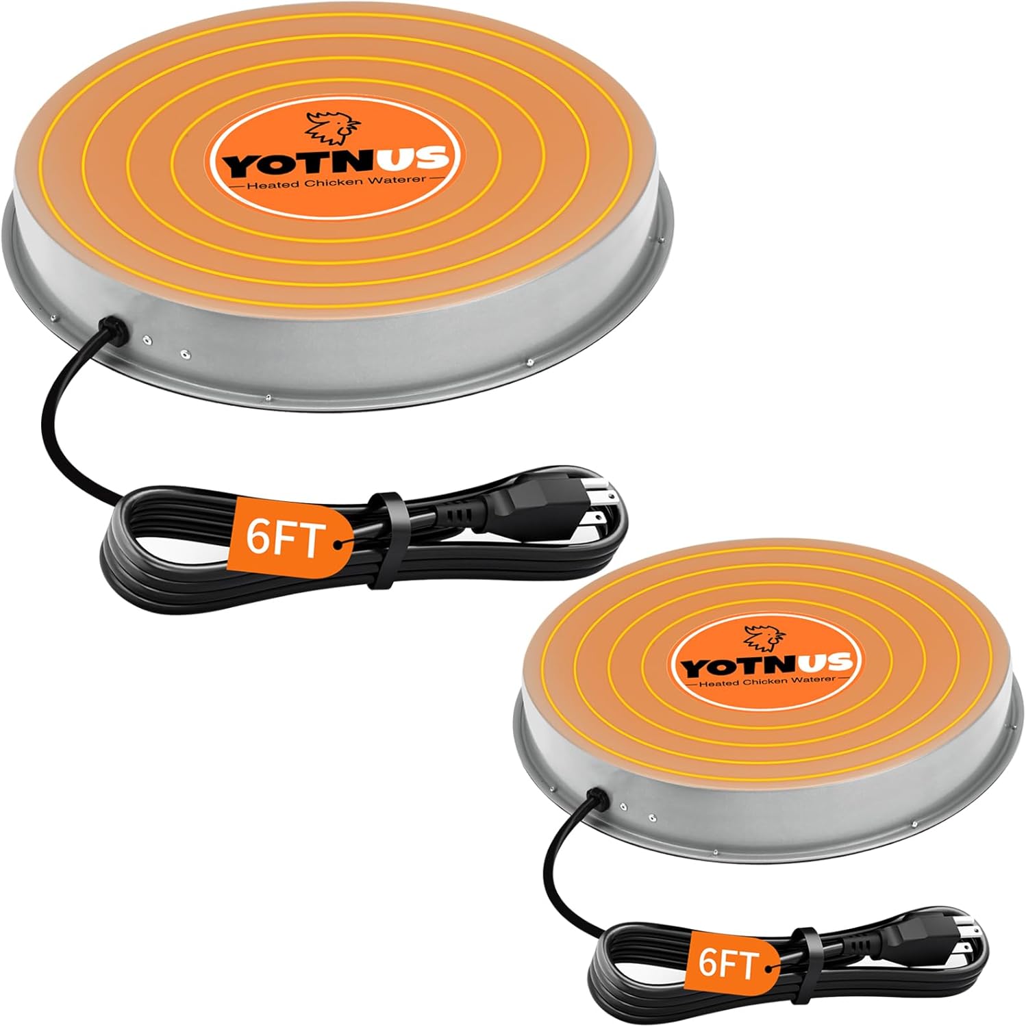 Chicken Water Heater for Winter: 11+14.6 Inch Chicken Water Heater Base, 77℉ Automatic Shut-Off, Safe for Outdoor Use, 125W Heated Chicken Waterer, Poultry Water Deicer with 6 Feet Cord