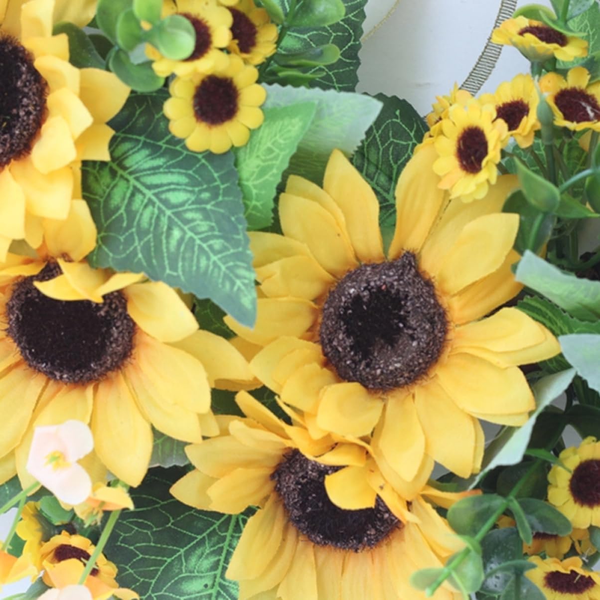 1Pc Sunflower Front Door Decoration Garland Faux Sunflower Wreath for Home Decor Yellow Floral Ornament for Living Room Bedroom Game Room Design