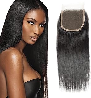 Straight Closure Human Hair straight lace closure 4x4 free part Transparent HD Lace Closure 100% Unprocessed Brazilian Human Virgin Hair Swiss Lace Closure 130% Density Natural Black Color 14 inch