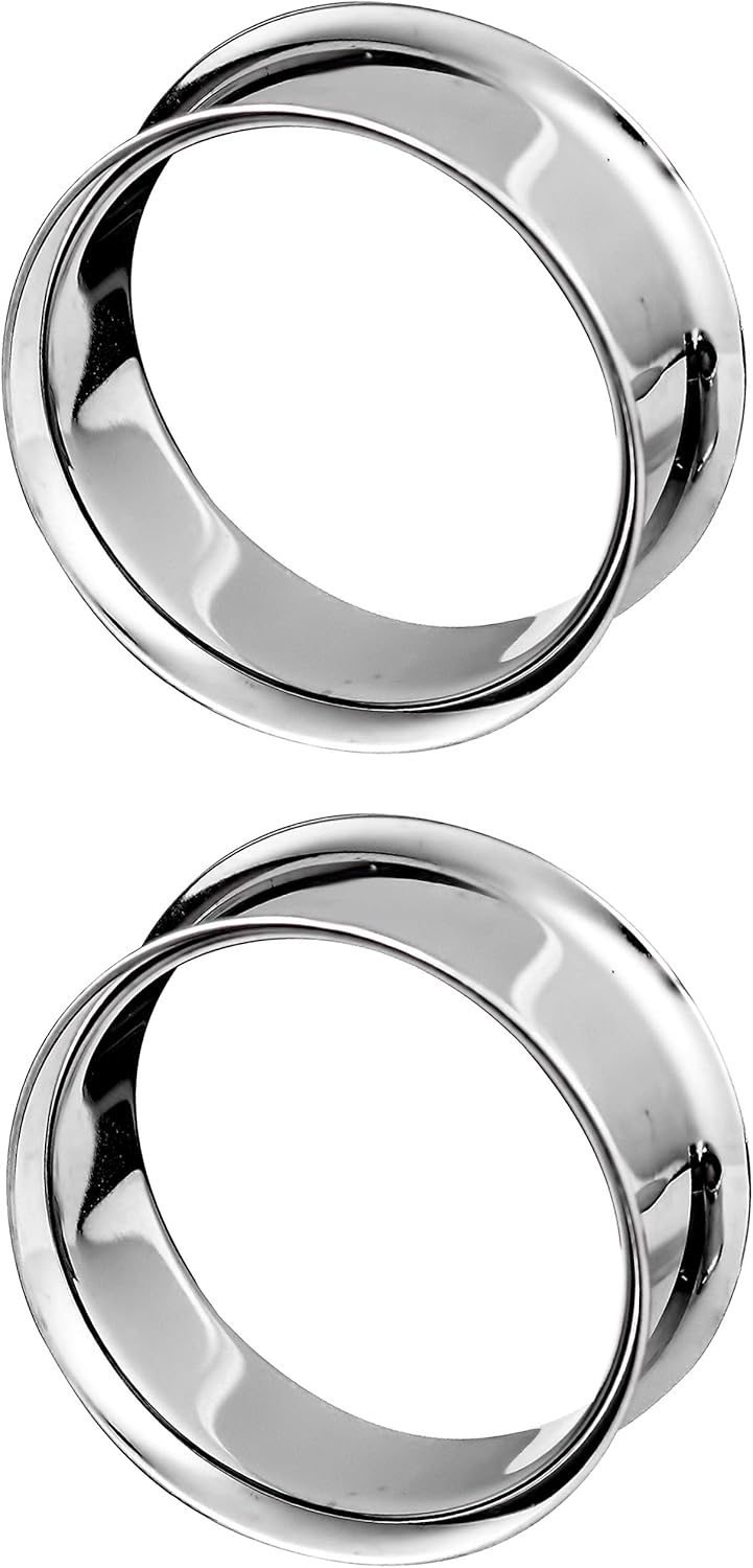 Forbidden Body Jewelry Ear Gauges, Ear Tunnels, Tunnels For Ears, Surgical Steel Mirror Finish Double Flared Tunnel Plug Earrings