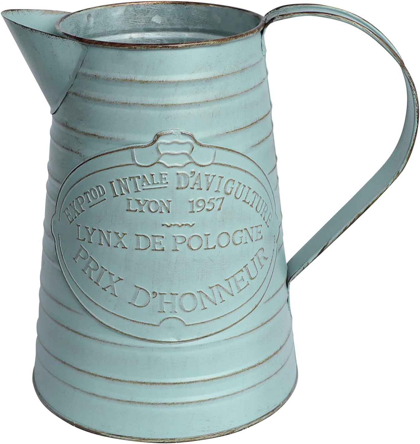 APSOONSELL Shabby Chic Metal Jug Vase Pitcher Flower Holder for Home Decoration