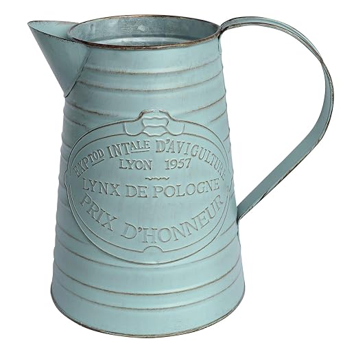 Shabby Chic Metal Jug Vase Pitcher Flower Holder for Home