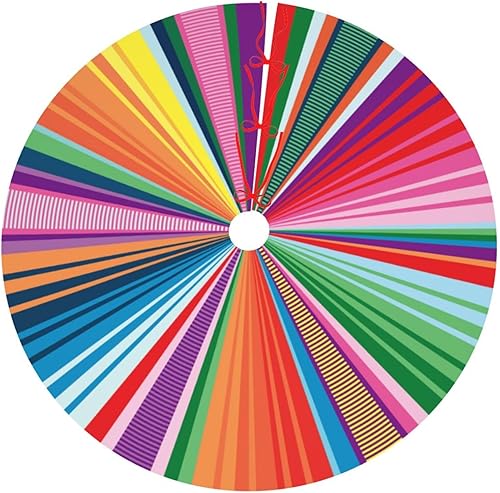 Manta mexicana Serape patrón de rayas coloridas de 36 pulgadas, falda de árbol de Navidad, tapete divertido para decoración de fiesta de Navidad,