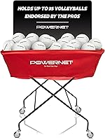 Vista 1 de PowerNet Volleyball Wheeled Cart, Rolling Collapsible Cart for Volleyballs, Portable Hammock Ball Cart, Indoor and Outdoor Multisport Ball Caddy