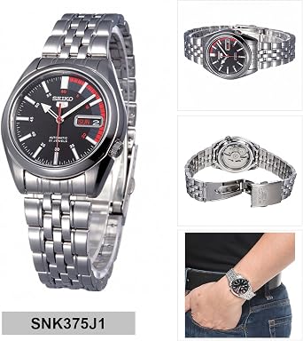 SEIKO Series 5 Otomatik Siyah Kadranlı Erkek Saati SNK375J1, Siyah