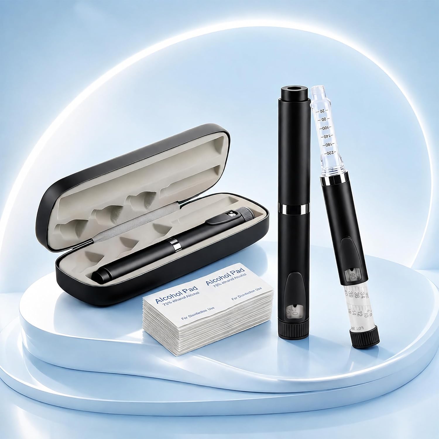 V2 Pro 60-Unit Reusable Pen Injector – Black, with Hard Case, for 3mL Cartridges, Precision Dosing, Aluminum Alloy Body (Pen Tips and cartridges,nedle Not Included)
