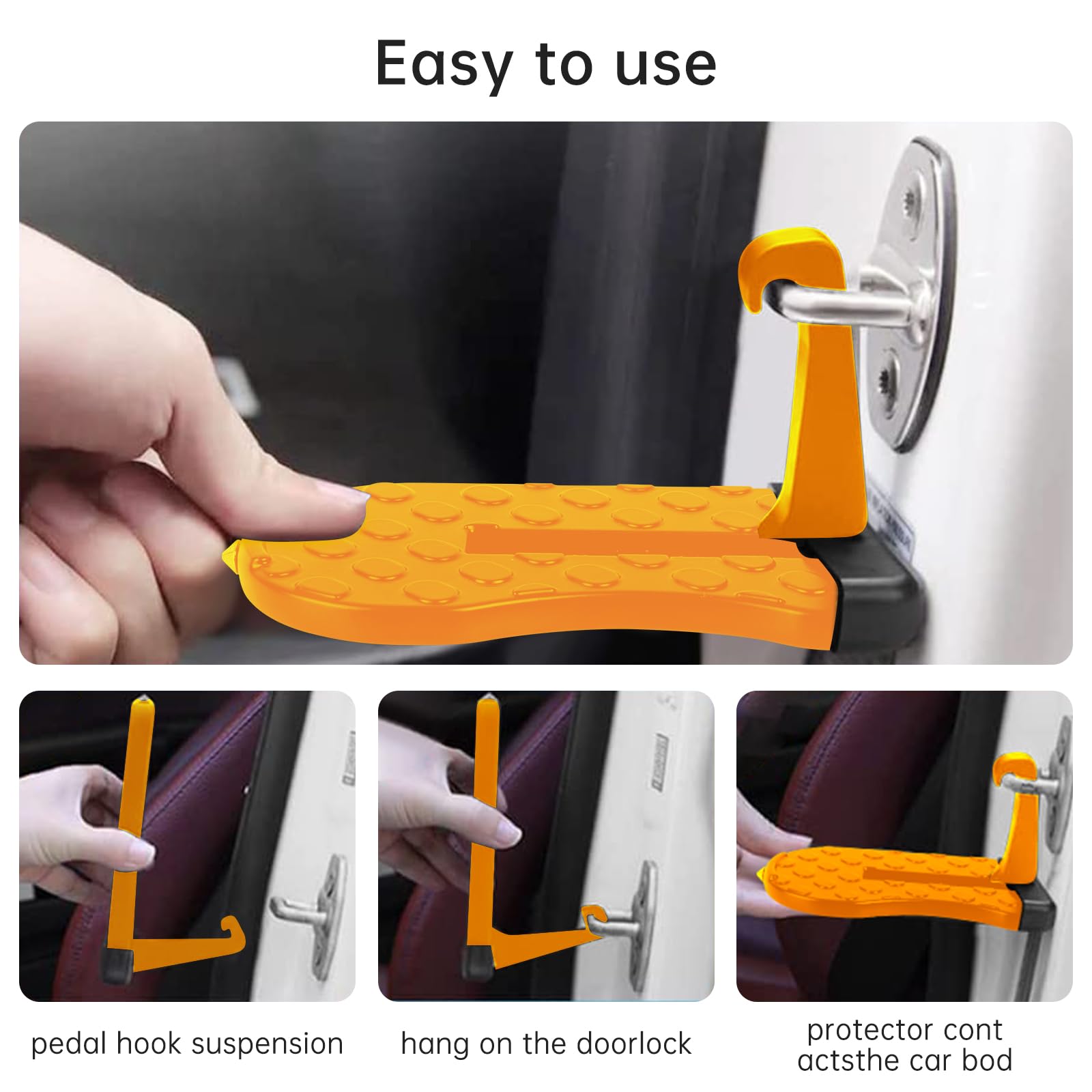 Autodeur Opstapje Treeplanken Opvouwbare autodeurpedaal met veiligheidshamer en 4 plastic haken Autopedaaldeur Opstapje Autodeurhaak Voetsteunen Voertuig voor SUV/RV Zwart (A
