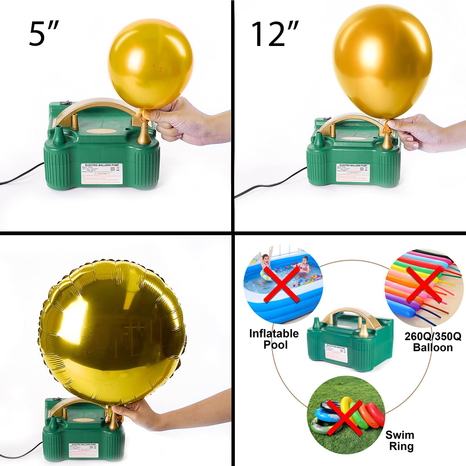 Pompe à Ballon électrique UNIDEAL – 600W, 300 L/min, Double Buse, AC220-240V, Pour Fêtes Et Déco