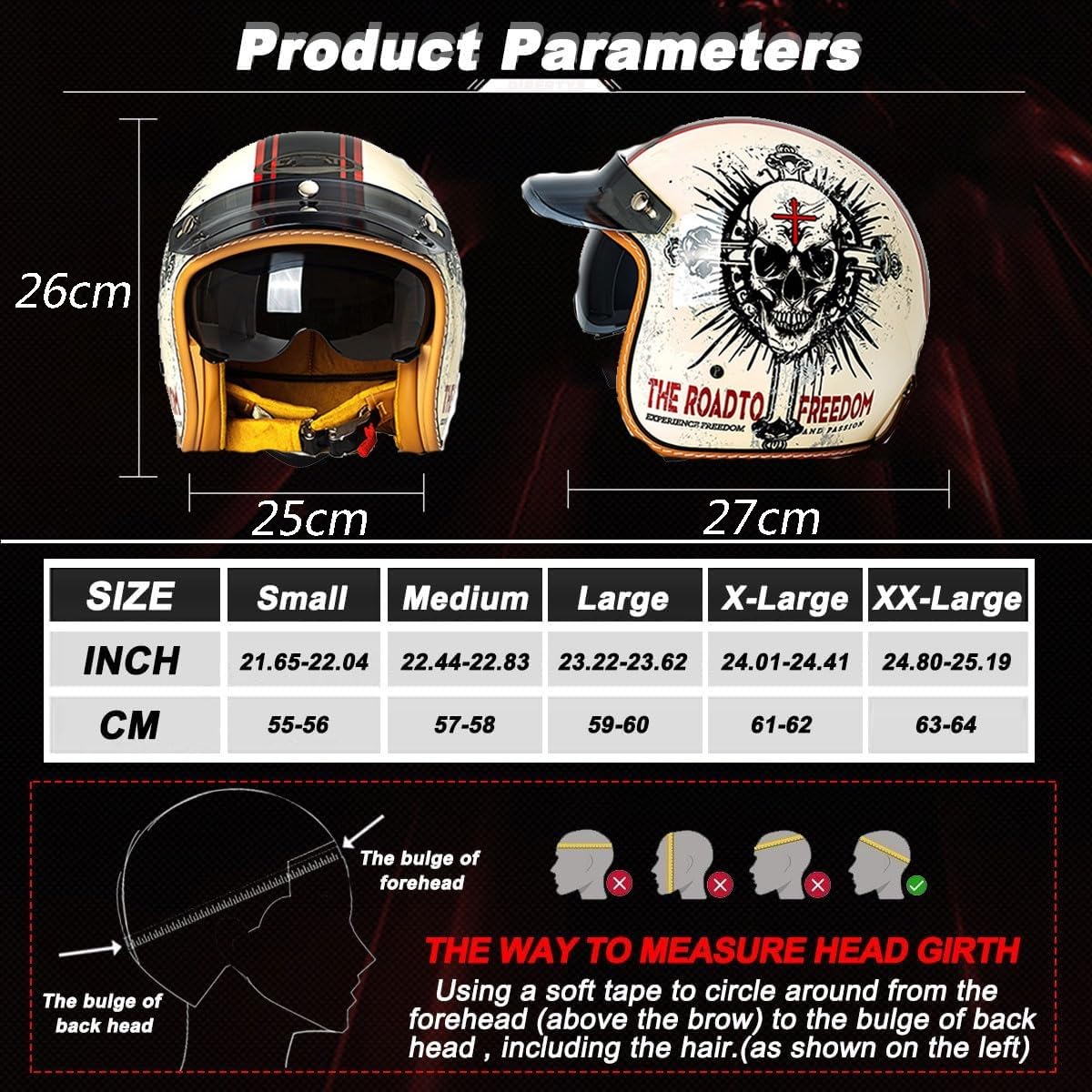 Medio Casco Motocicleta Retro ECEDOT Homologado 3/4 Casco Moto Jet para Hombres Y Mujeres Estilo Vintage con Visera Solar Cascos Abiertos De Moto Cascos Half-Helmet