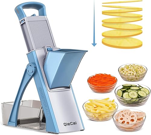 Cortador de mandolina para cocina, picadora de papas y verduras de entrada más grande, tiras de juliana de grosor ajustable para Kitench preparación