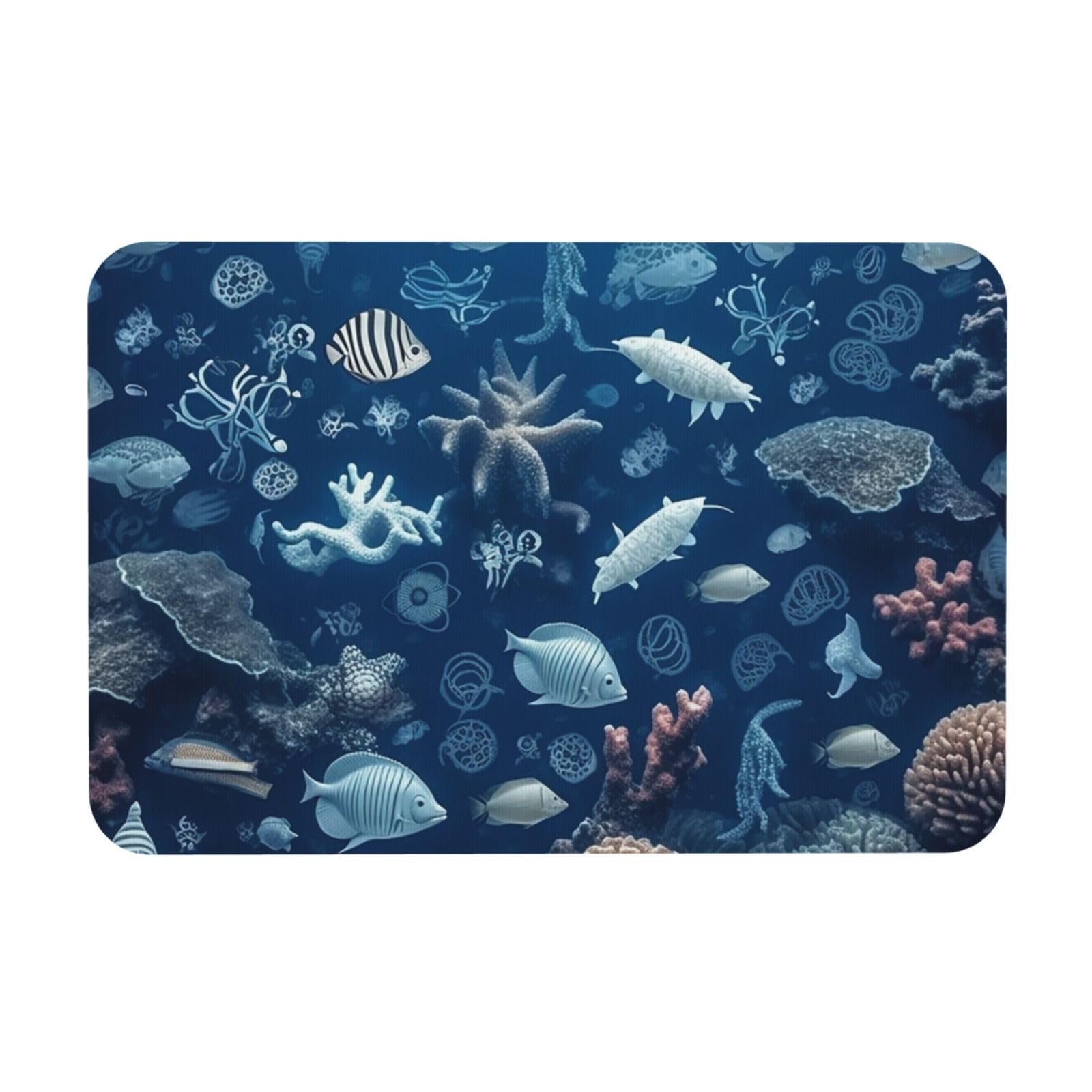 Tapis de bain pierre absorbant douche antidérapant lavable 60x40 cm sous-marin