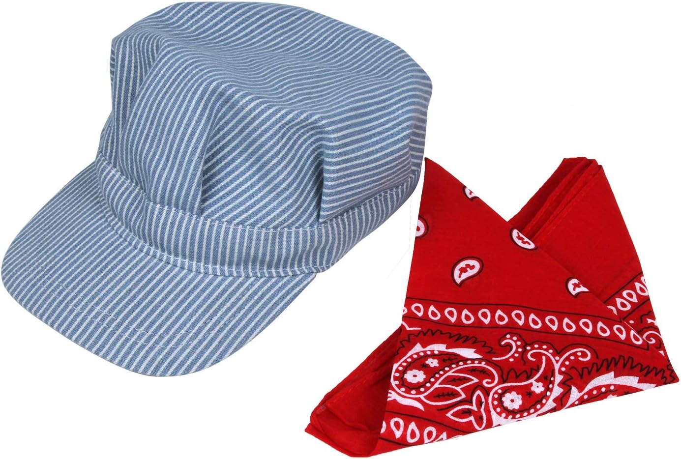 Classic Train Engineer Conductor's Adjustable Cap and Bandana Set Youth Size