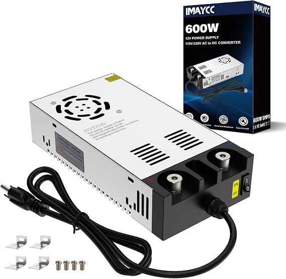IMAYCC AC to DC Converter 12V SMPS,110V to 12V DC Converter,12 Volt Power Supply Max 600W 50A DC Power Converter, US040A