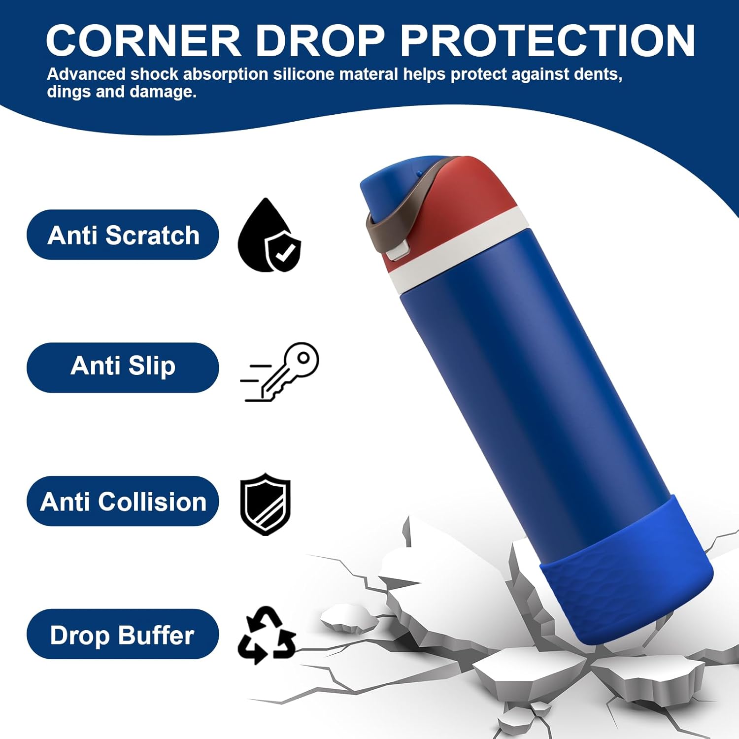 yoelike 2 PCS Wave Silicone Water Bottle Boot for Owala, Anti-Slip Protective Sleeve for FreeSip/Twist/Flip, Watter Bottle Accessories, Bottom Bumper Cover, Dishwasher Safe, BPA Free - Image 3