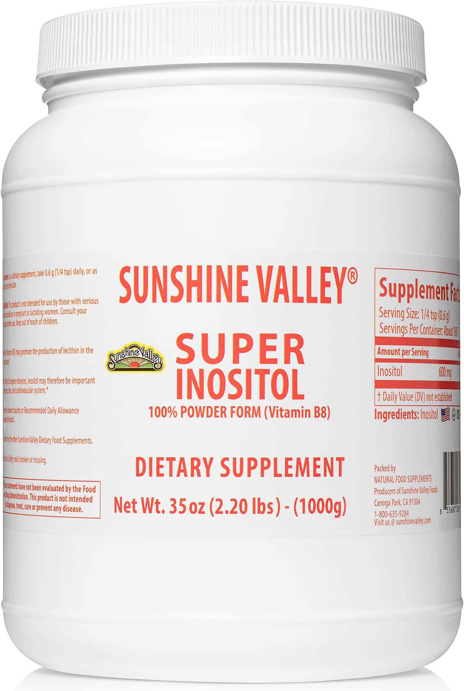 Sunshine Valley® Super Inositol, Vitamin B8 Powdered Dietary Supplement, Natural & PCOS Fertility Supplement, Hormonal Balance & Healthy Ovarian Function Support - 35oz