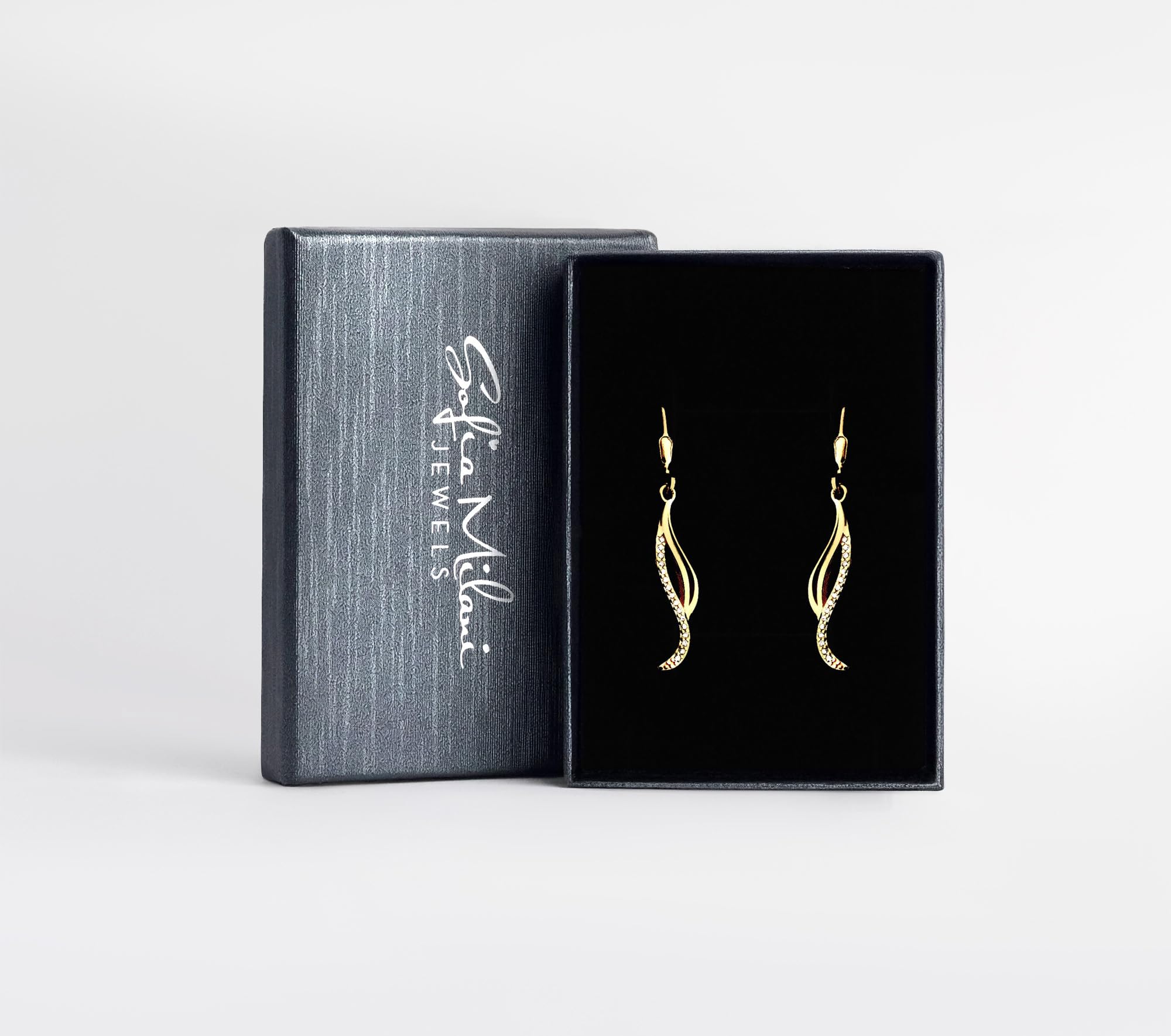 SOFIA MILANI - Pendientes para Mujeres en Plata de Ley 925 - con Circonitas - Pendiente Colgante de Curvado
