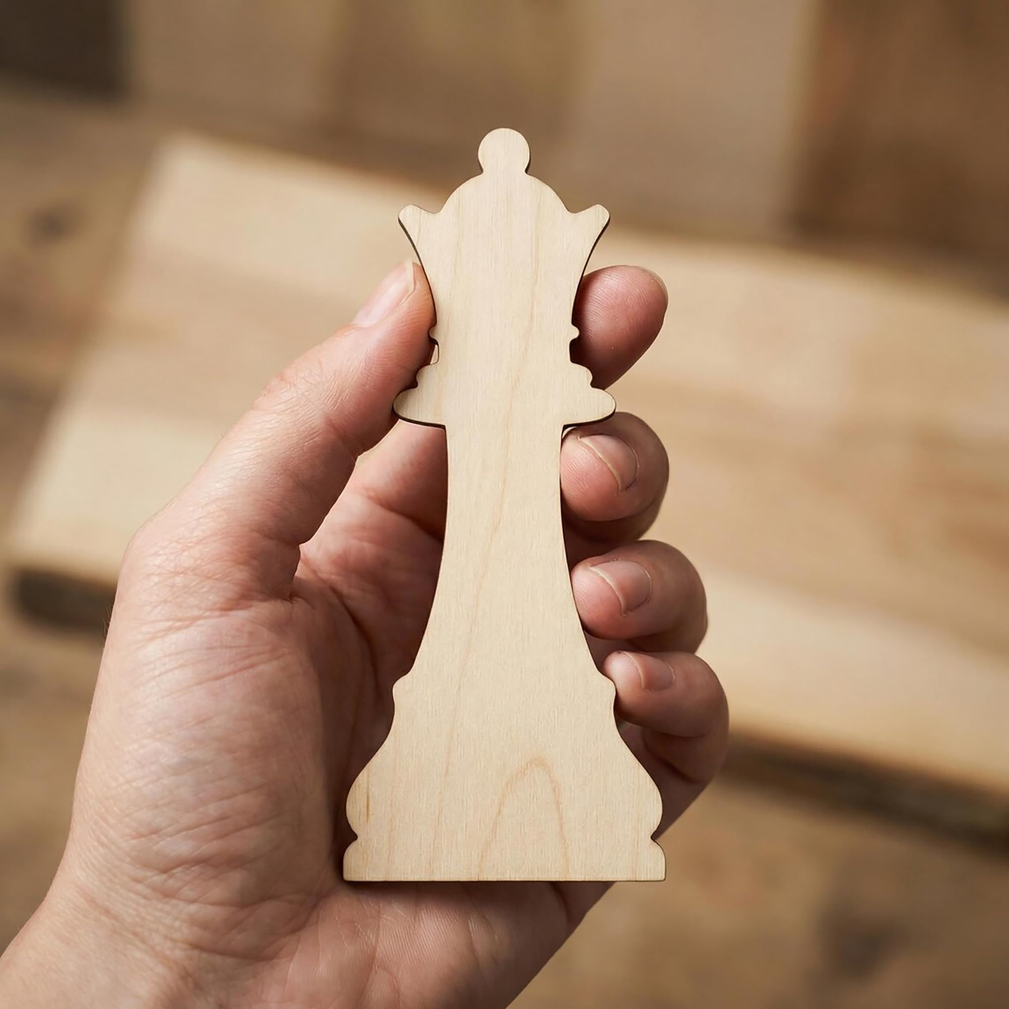 Queen Chess Piece MDF Wood Cutouts for DIY Art & Craft Projects, Unfinished Wooden Craft Shape, 5 x 2.14 Inch, 2.7 mm Thick, Pack of 10, Cliths-image-14
