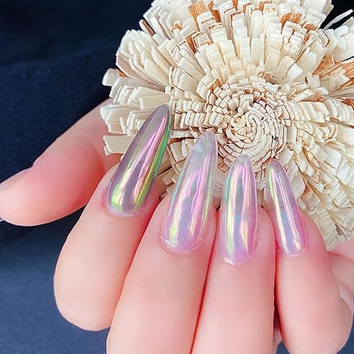 Miniatura 7 de Polvo de uñas cromado de sirena, aurora, purpurina para decoración de uñas, polvo de uñas AllStarry para esmalte de gel, efecto espejo, pigmento