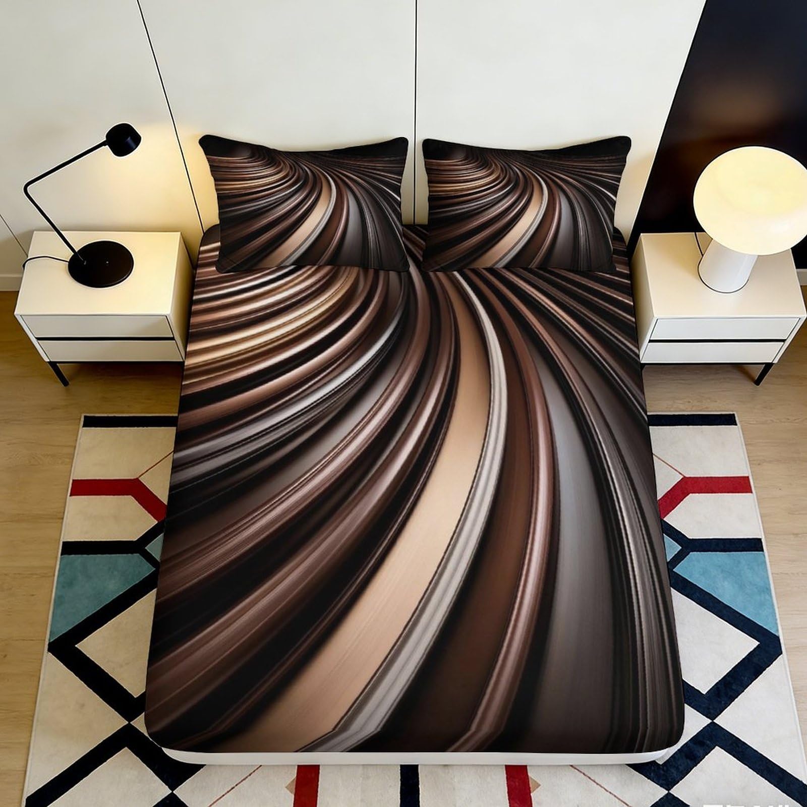 3D Printed Forest Animal Fitted Sheet Microfiber Deep Pocket Non-Slip Wolf Mattress Fitted Cover Washable for Bedroom 90x200x25cm