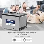 BaseAire Crawlspace Déshumidificateur avec pompe, 70 Déshumidificateurs de pintes pour le commerce et Basement avec tuyau de drainage, potable, dégivrage automatique, GLGR Technologie jusqu'à 1000 Sq Ft