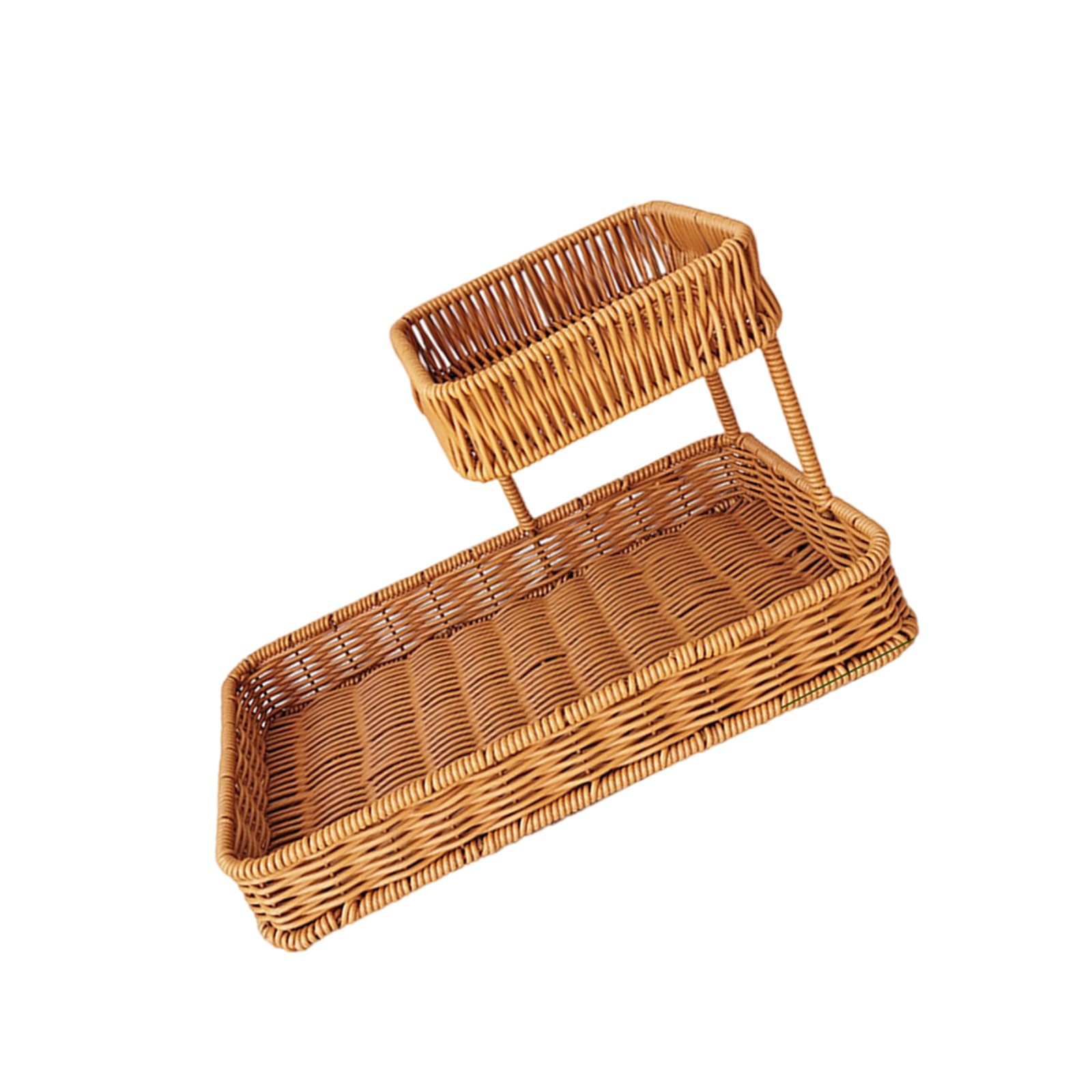 Tsophreniq Rectangular Snacks Storage Basket Multilayer Imitation Rattans Fruit Tray for Everyday Use Kitchen Organizers Multilayer Snacks Tray
