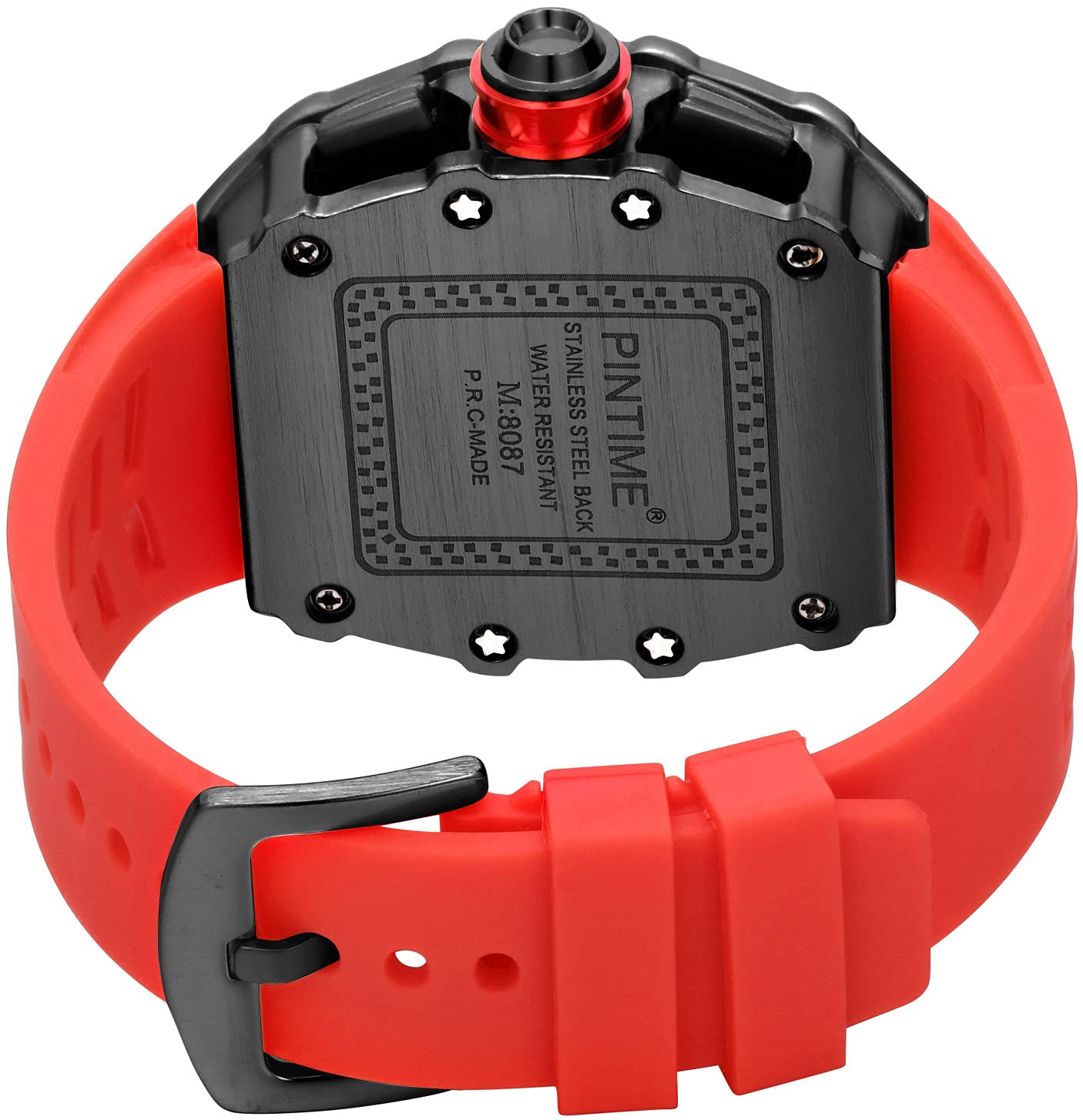 Męskie unikalne punkowe błyszczące Iced Out Dress Zegarki Tonneau prostokątne zegarki dla mężczyzn wodoodporny analogowy chronograf sport praca męski zegarek na rękę świecący pasek silikonowy