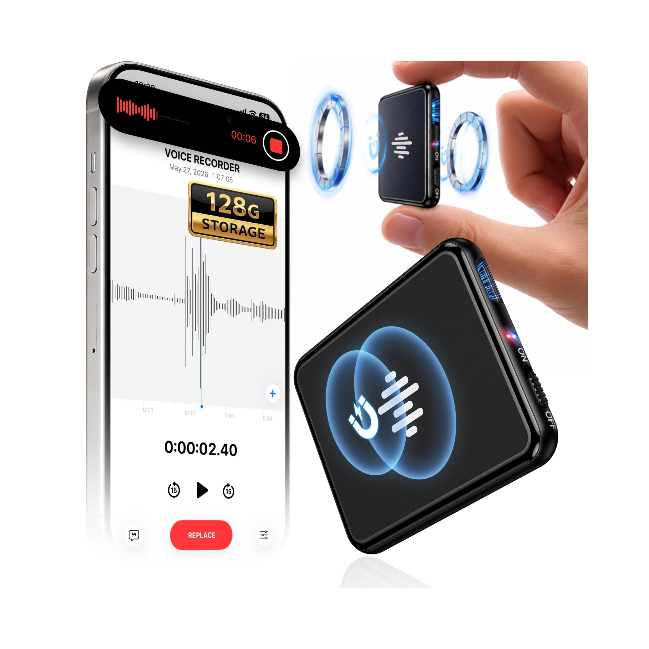 Sbwwas 128GB Digital Voice Activated Recorder