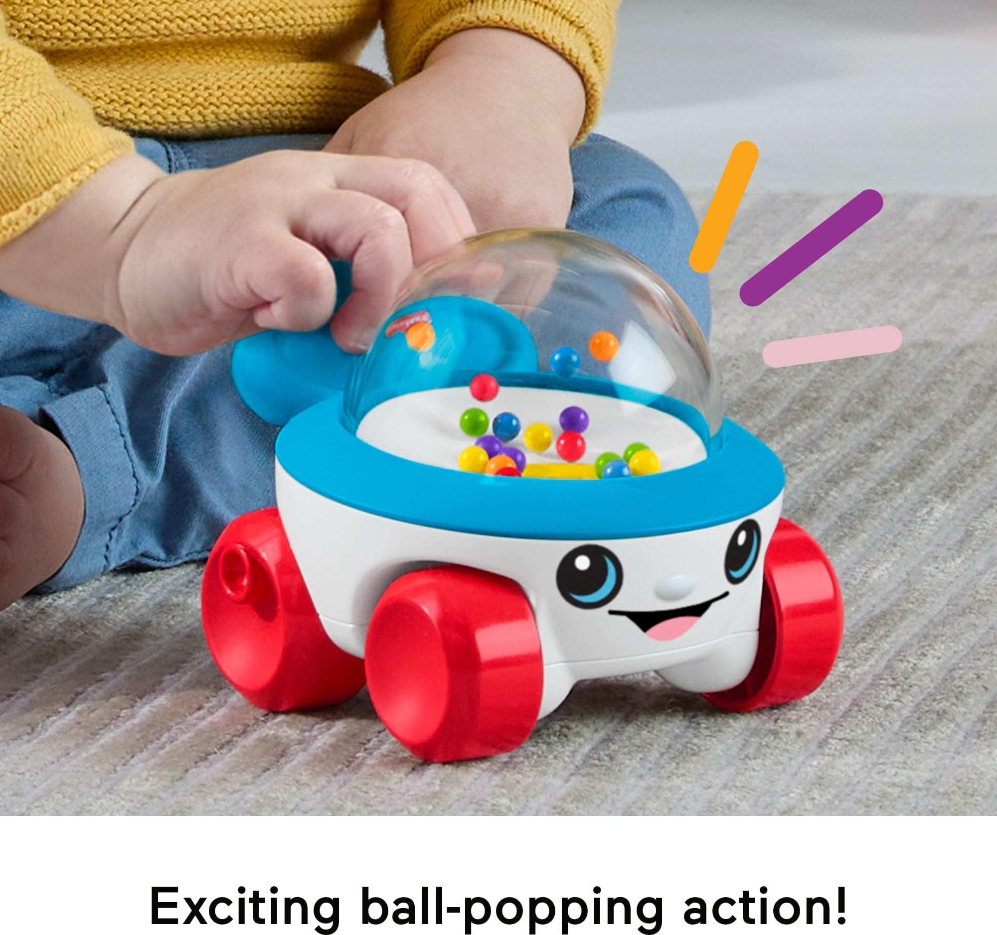 Fisher-Price Baby Toy Corn Popper Push-Along Vehicle with Sounds for Crawling Developmental Play Infants Ages 6+ Months