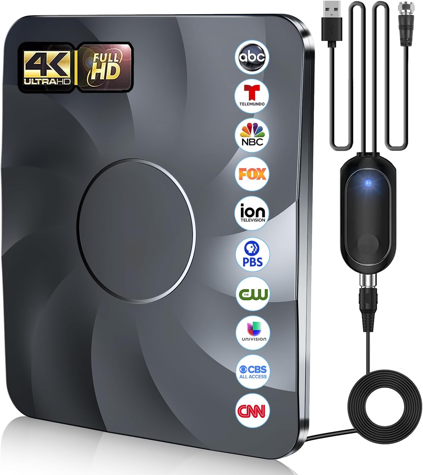 2024 Digital TV Antenna for Smart TVs up to 1100+ Miles - Indoor/Outdoor HDTV Antenna for Local Channels (Supports 4K/1080P) with Signal Amplifier & Thick Coaxial Cable
