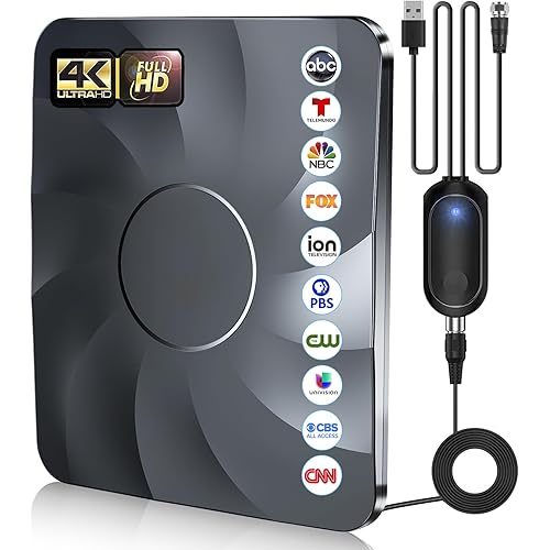 2025 Digital TV Antenna for Smart TV, 1600+ Miles Range TV Antenna Indoor, HDTV Antenna for Local Channels with Amplifier, Indoor/Outdoor HD TV Antenna Support 8K 4K 1080p for All TVs-38FT Coax Cable