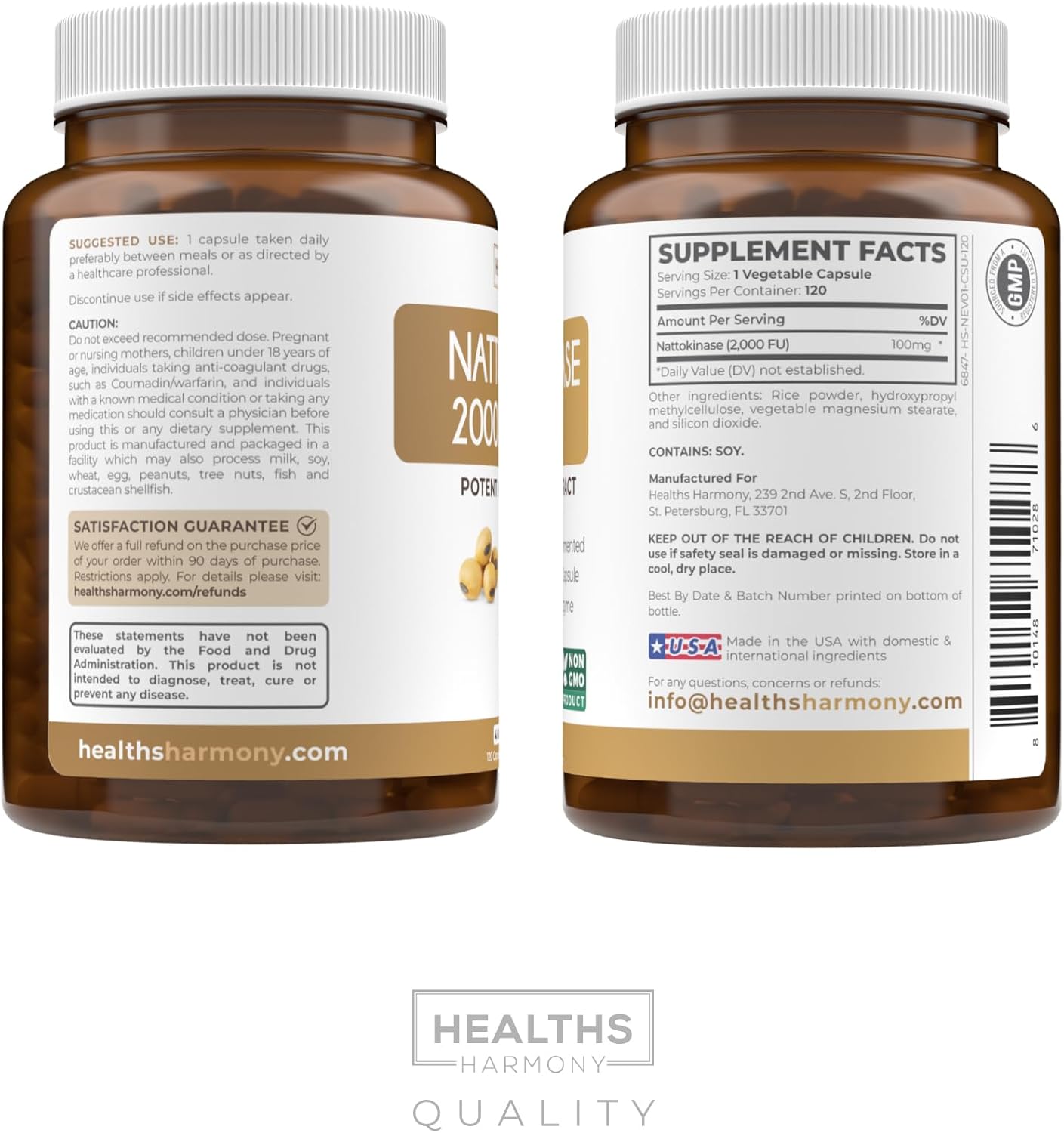 Nattokinase & Olive Leaf (4-Month Supply) Nattokinase Olive Harmony - Nattokinase 2000 FU Powerful Naturally Fermented Soybeans (4-Month Supply) & Olive Leaf Extract Super Strength with 20% Oleuropein