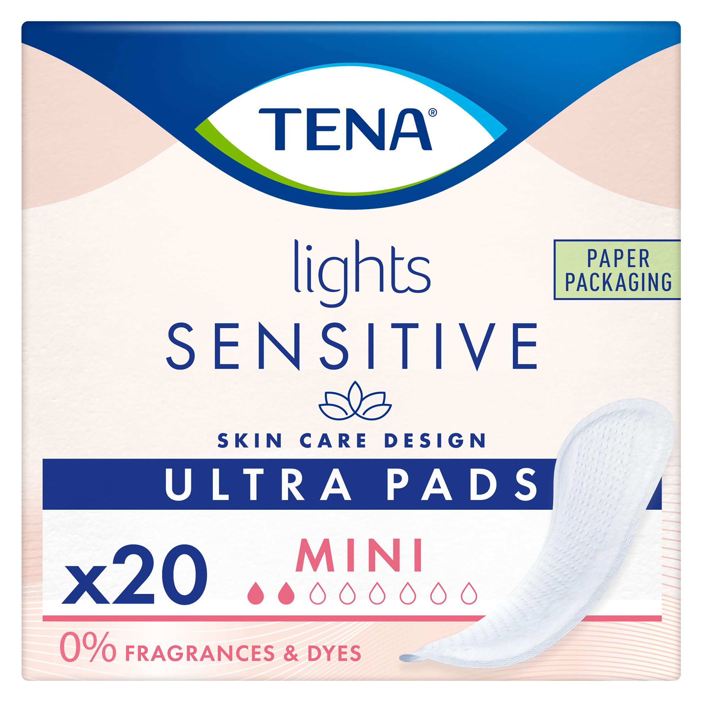 TENA Lights Sensitive Ultra Incontinence Pads, Mini (20 Count)