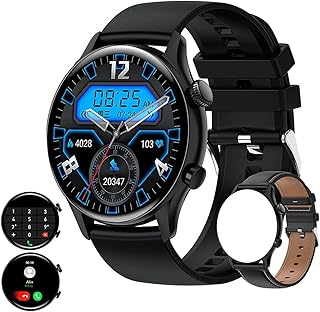 Relógio inteligente com texto e chamada, Smartwatch AMOLED de 1,48 polegadas para telefone Android e iOS, Activity Fitness Tracker Frequência cardíaca Oxigênio no sangue Podômetro do sono Relógios redondos Homens e mulheres com pagamentos sem contato