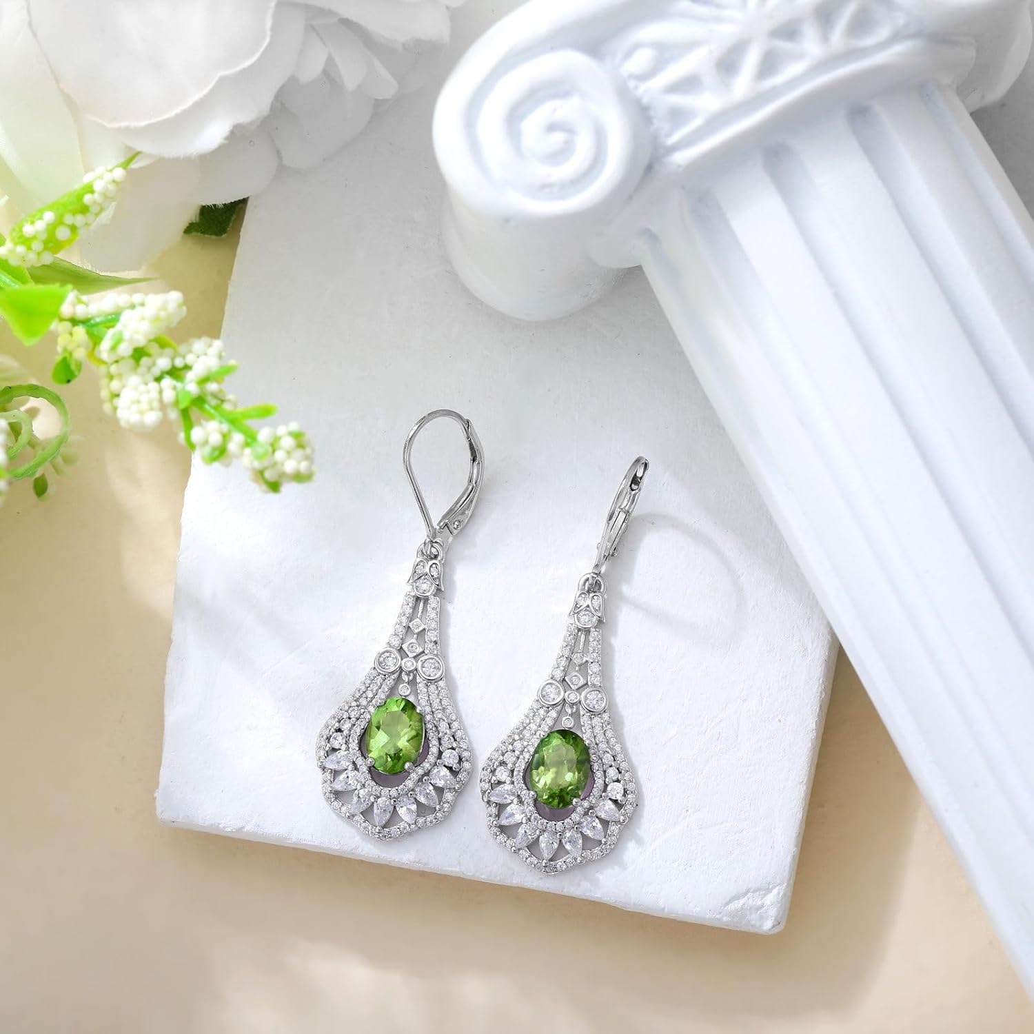1.5CT Gemstone Earrings 925 Sterling Silver 6mm * 8mm Oval Cut Birthstone Drop Earrings for Women - Image 4